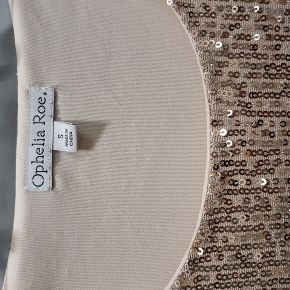 Ophelia Roe NWT Tiny Sequin Covered Rose Gold Dress, Small - Picture 3 of 7